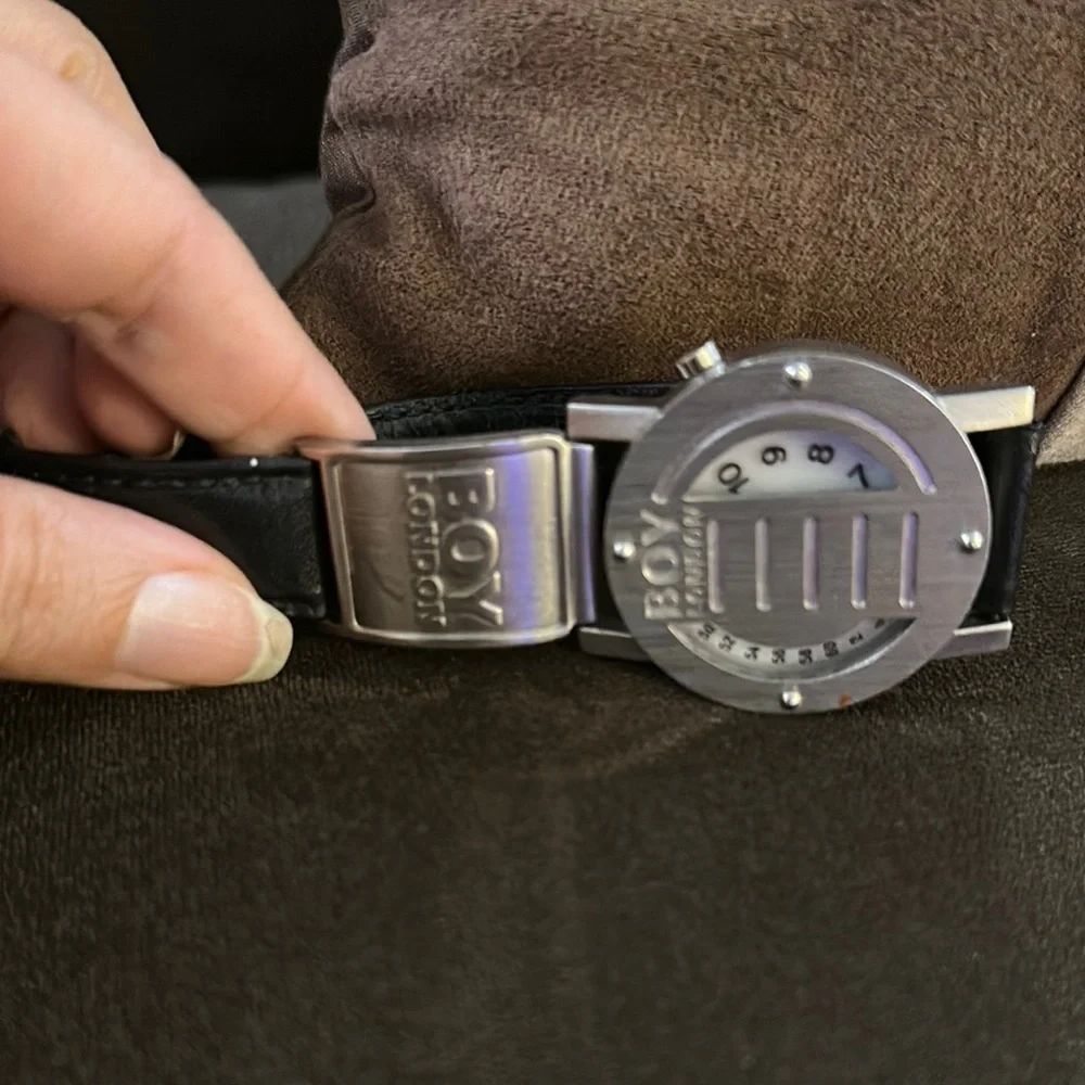 BOY London Unisex Leather Strap Watch – Silver/Black - Picture 7 of 13